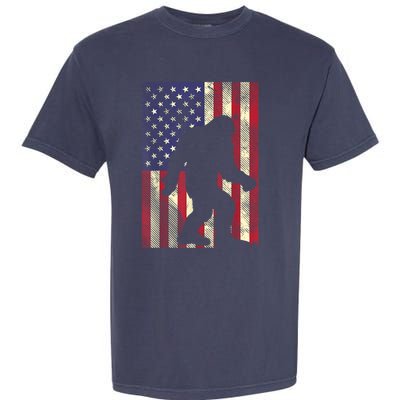 Bigfoot American US Flag Memorial Day Sasquatch Patriotic Garment-Dyed Heavyweight T-Shirt