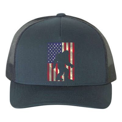 Bigfoot American US Flag Memorial Day Sasquatch Patriotic Yupoong Adult 5-Panel Trucker Hat