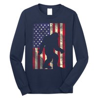 Bigfoot American US Flag Memorial Day Sasquatch Patriotic Long Sleeve Shirt