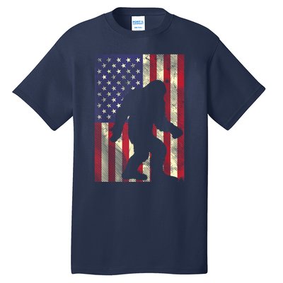 Bigfoot American US Flag Memorial Day Sasquatch Patriotic Tall T-Shirt