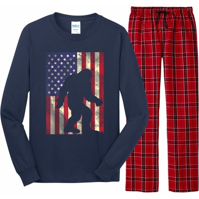 Bigfoot American US Flag Memorial Day Sasquatch Patriotic Long Sleeve Pajama Set