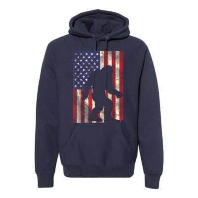 Bigfoot American US Flag Memorial Day Sasquatch Patriotic Premium Hoodie