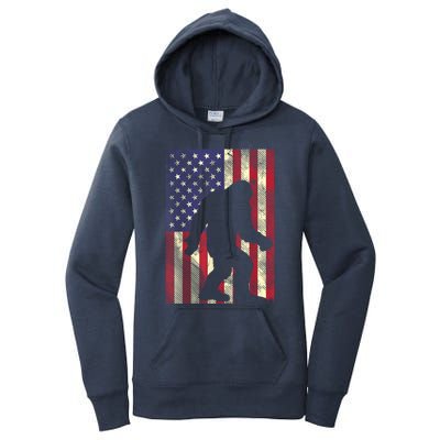 Bigfoot American US Flag Memorial Day Sasquatch Patriotic Women's Pullover Hoodie