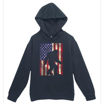 Bigfoot American US Flag Memorial Day Sasquatch Patriotic Urban Pullover Hoodie