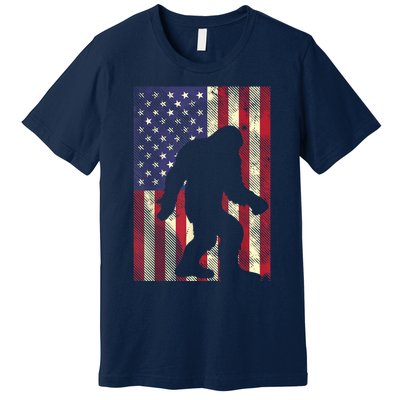 Bigfoot American US Flag Memorial Day Sasquatch Patriotic Premium T-Shirt