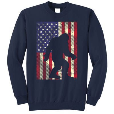 Bigfoot American US Flag Memorial Day Sasquatch Patriotic Tall Sweatshirt