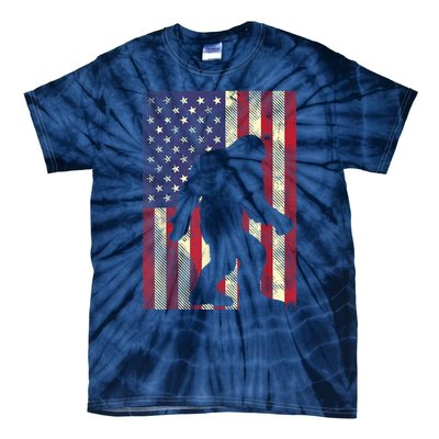 Bigfoot American US Flag Memorial Day Sasquatch Patriotic Tie-Dye T-Shirt