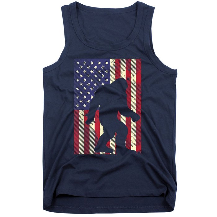 Bigfoot American US Flag Memorial Day Sasquatch Patriotic Tank Top