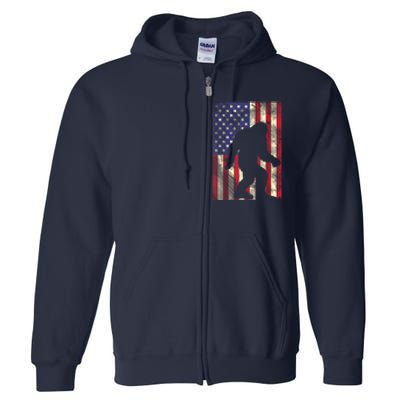 Bigfoot American US Flag Memorial Day Sasquatch Patriotic Full Zip Hoodie