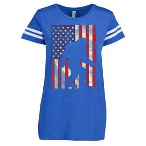 Bigfoot American US Flag Memorial Day Sasquatch Patriotic Enza Ladies Jersey Football T-Shirt