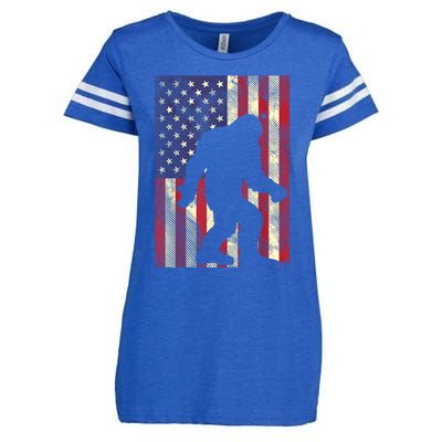 Bigfoot American US Flag Memorial Day Sasquatch Patriotic Enza Ladies Jersey Football T-Shirt