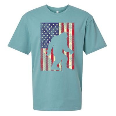 Bigfoot American US Flag Memorial Day Sasquatch Patriotic Sueded Cloud Jersey T-Shirt