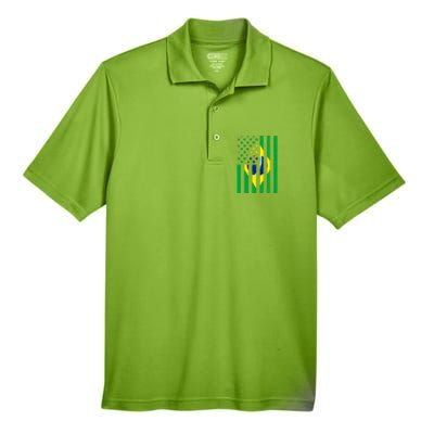 Brazil American USA Flag Brazilian Pride Men's Origin Performance Pique Polo