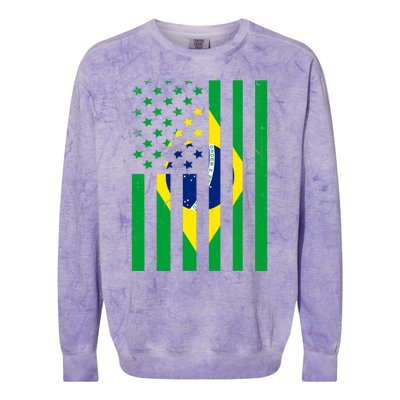 Brazil American USA Flag Brazilian Pride Colorblast Crewneck Sweatshirt