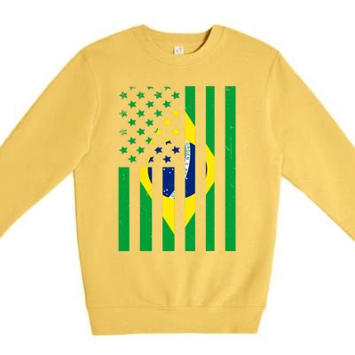 Brazil American USA Flag Brazilian Pride Premium Crewneck Sweatshirt