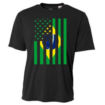 Brazil American USA Flag Brazilian Pride Cooling Performance Crew T-Shirt