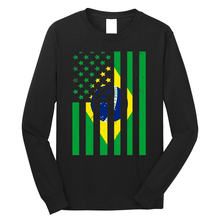 Brazil American USA Flag Brazilian Pride Long Sleeve Shirt