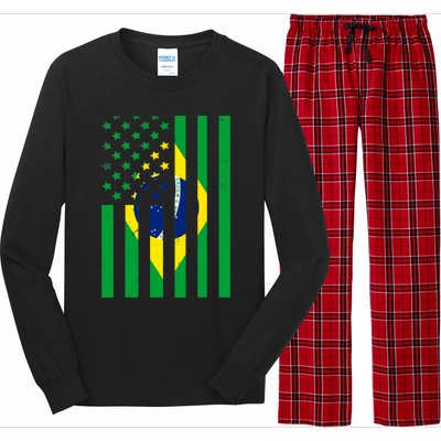 Brazil American USA Flag Brazilian Pride Long Sleeve Pajama Set