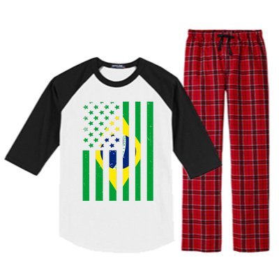 Brazil American USA Flag Brazilian Pride Raglan Sleeve Pajama Set