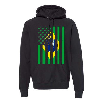 Brazil American USA Flag Brazilian Pride Premium Hoodie