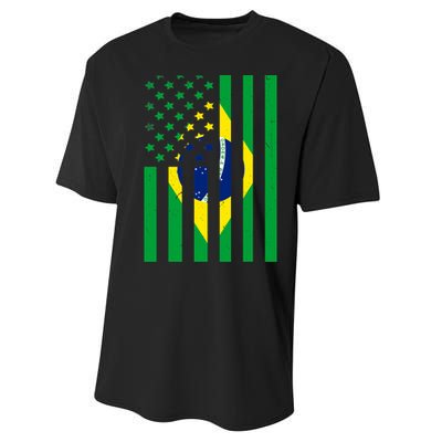 Brazil American USA Flag Brazilian Pride Performance Sprint T-Shirt