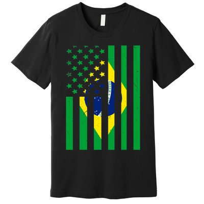 Brazil American USA Flag Brazilian Pride Premium T-Shirt