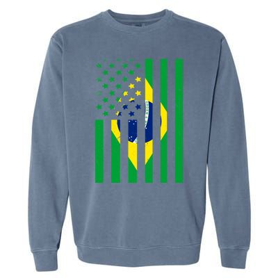 Brazil American USA Flag Brazilian Pride Garment-Dyed Sweatshirt