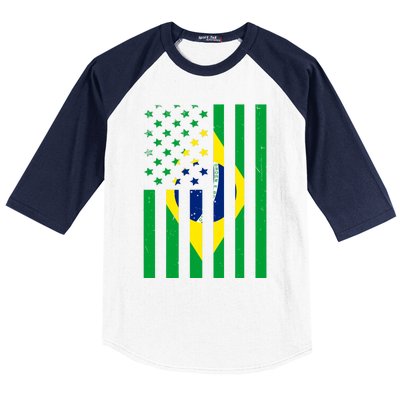 Brazil American USA Flag Brazilian Pride Baseball Sleeve Shirt