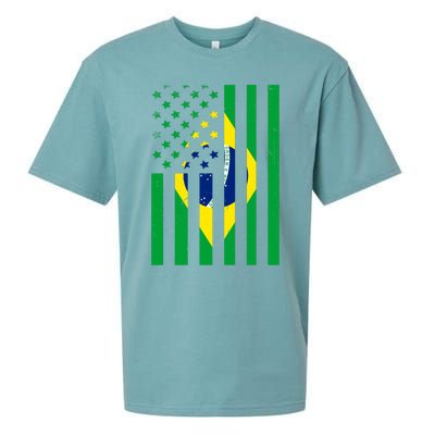 Brazil American USA Flag Brazilian Pride Sueded Cloud Jersey T-Shirt