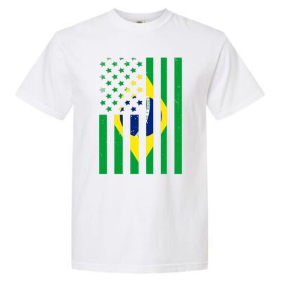 Brazil American USA Flag Brazilian Pride Garment-Dyed Heavyweight T-Shirt