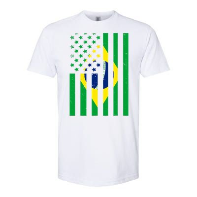 Brazil American USA Flag Brazilian Pride Softstyle CVC T-Shirt