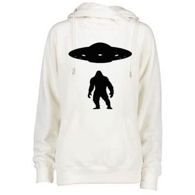 Bigfoot And Ufo Funny Womens Funnel Neck Pullover Hood