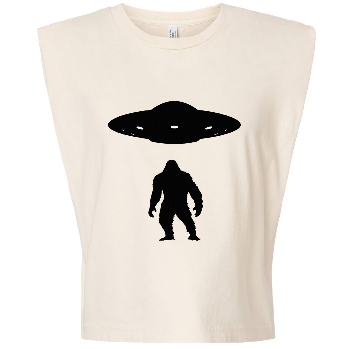 Bigfoot And Ufo Funny Garment-Dyed Women's Muscle Tee
