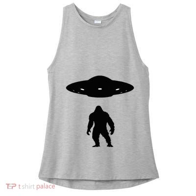 Bigfoot And Ufo Funny Ladies PosiCharge Tri-Blend Wicking Tank