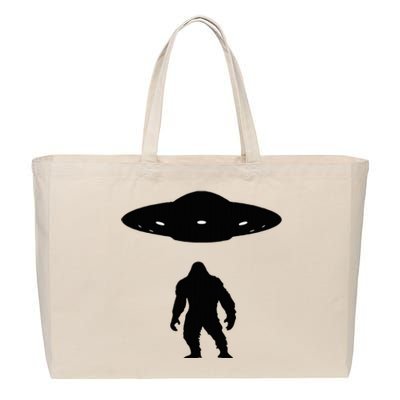 Bigfoot And Ufo Funny Cotton Canvas Jumbo Tote