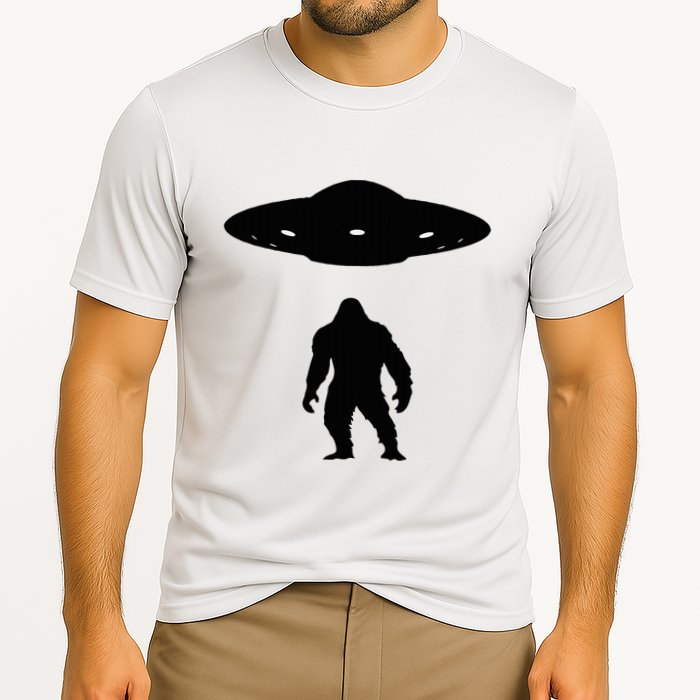 Bigfoot And Ufo Funny Cooling Performance Crew T-Shirt
