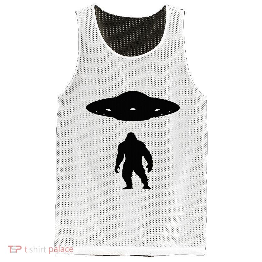 Bigfoot And Ufo Funny Mesh Reversible Basketball Jersey Tank