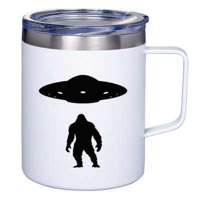 Bigfoot And Ufo Funny 12oz Stainless Steel Coffee Mug