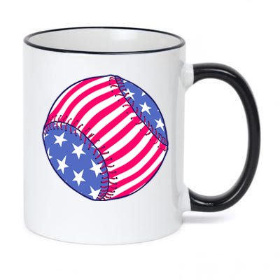 Baseball American USA Flag Softball for Girls  11oz Black Color Changing Mug