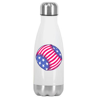 Baseball American USA Flag Softball for Girls  Stainless Steel Insulated Water Bottle