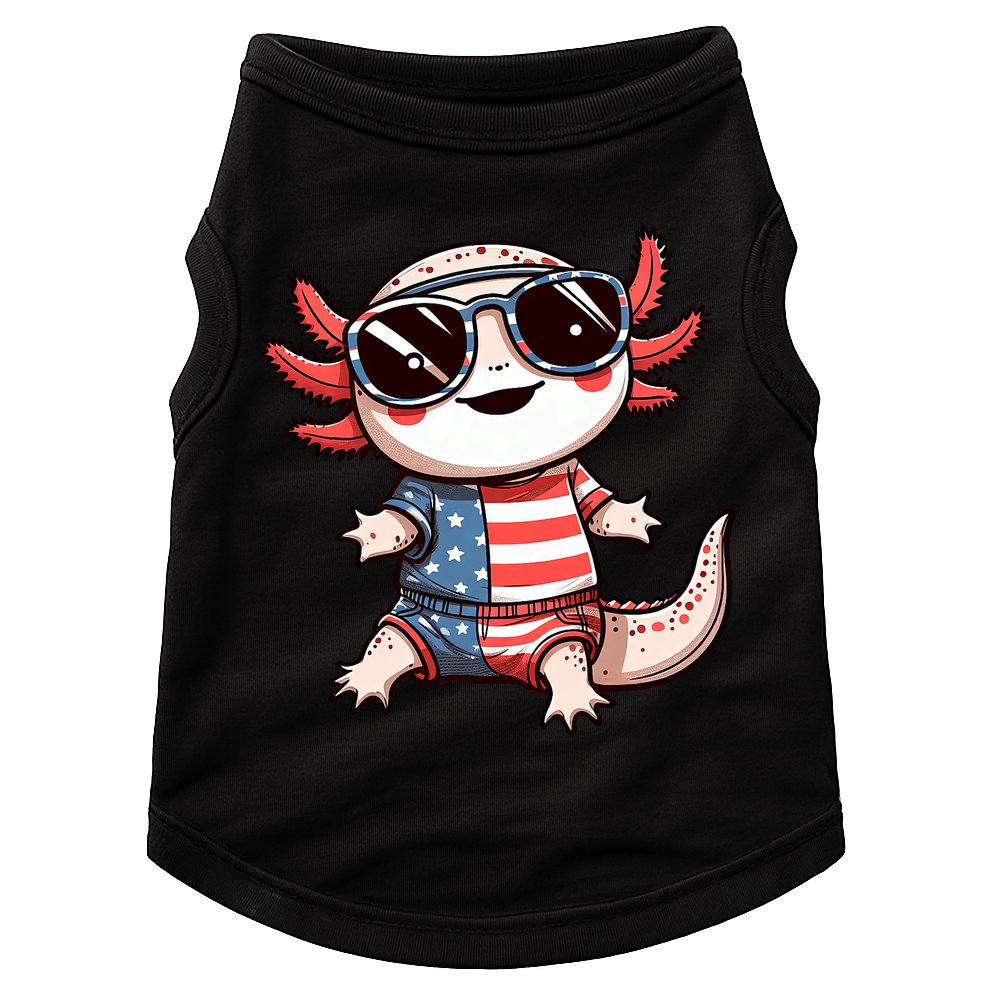 Beautiful Axolotl USA Flag Sunglasses 4th Of July Axolotl Doggie Tank