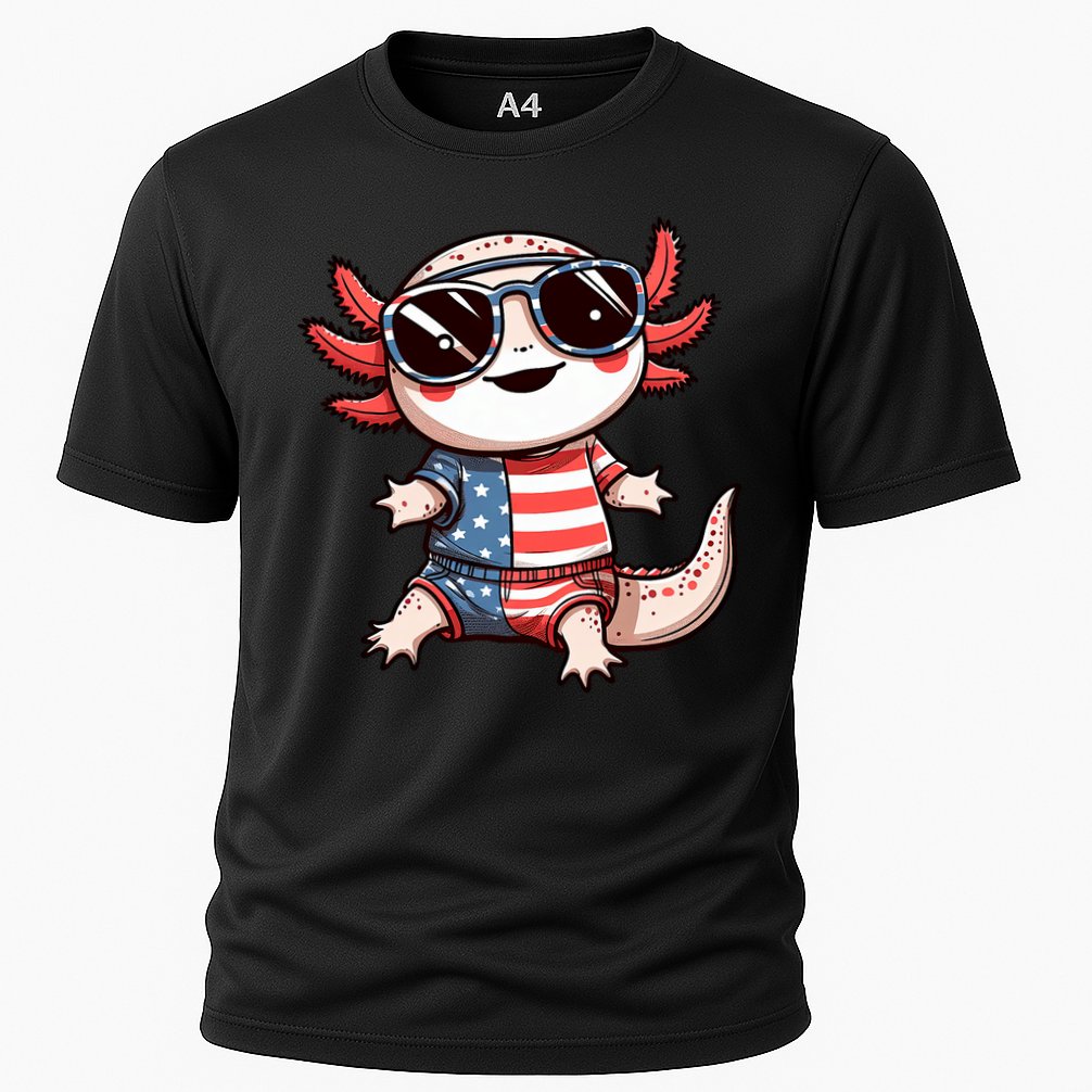 Beautiful Axolotl USA Flag Sunglasses 4th Of July Axolotl Performance Shirt