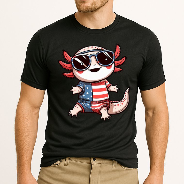 Beautiful Axolotl USA Flag Sunglasses 4th Of July Axolotl Performance Shirt