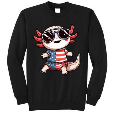 Beautiful Axolotl USA Flag Sunglasses 4th Of July Axolotl Sweatshirt