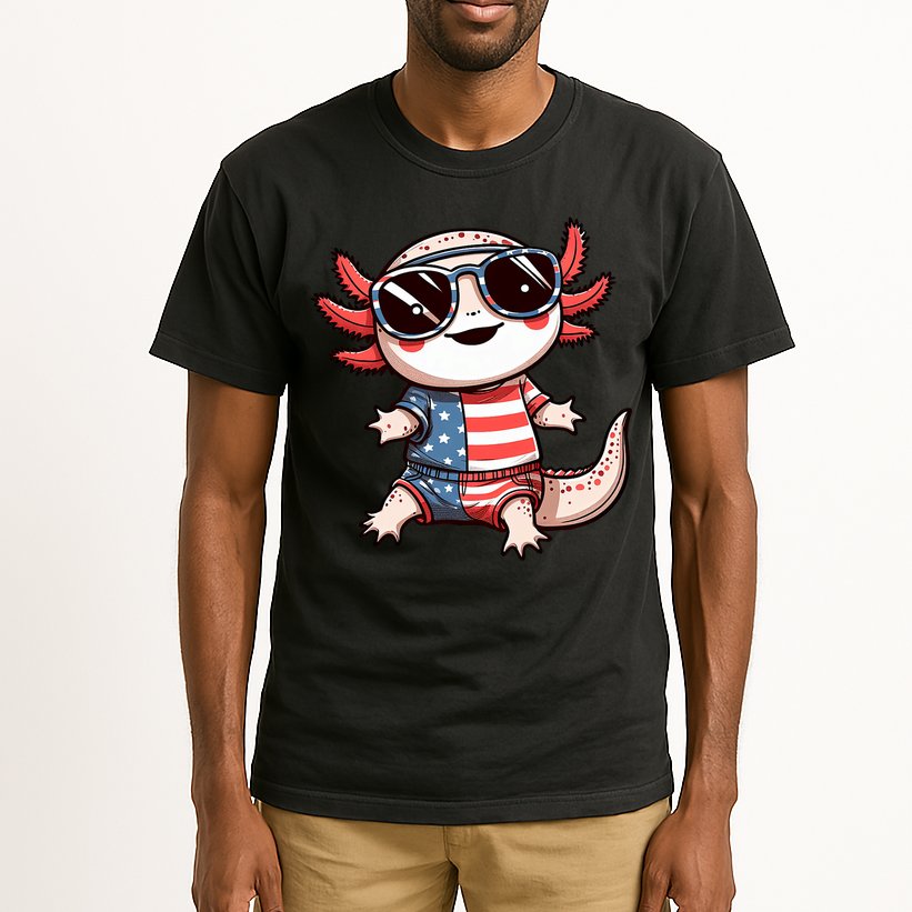 Beautiful Axolotl USA Flag Sunglasses 4th Of July Axolotl Tall T-Shirt
