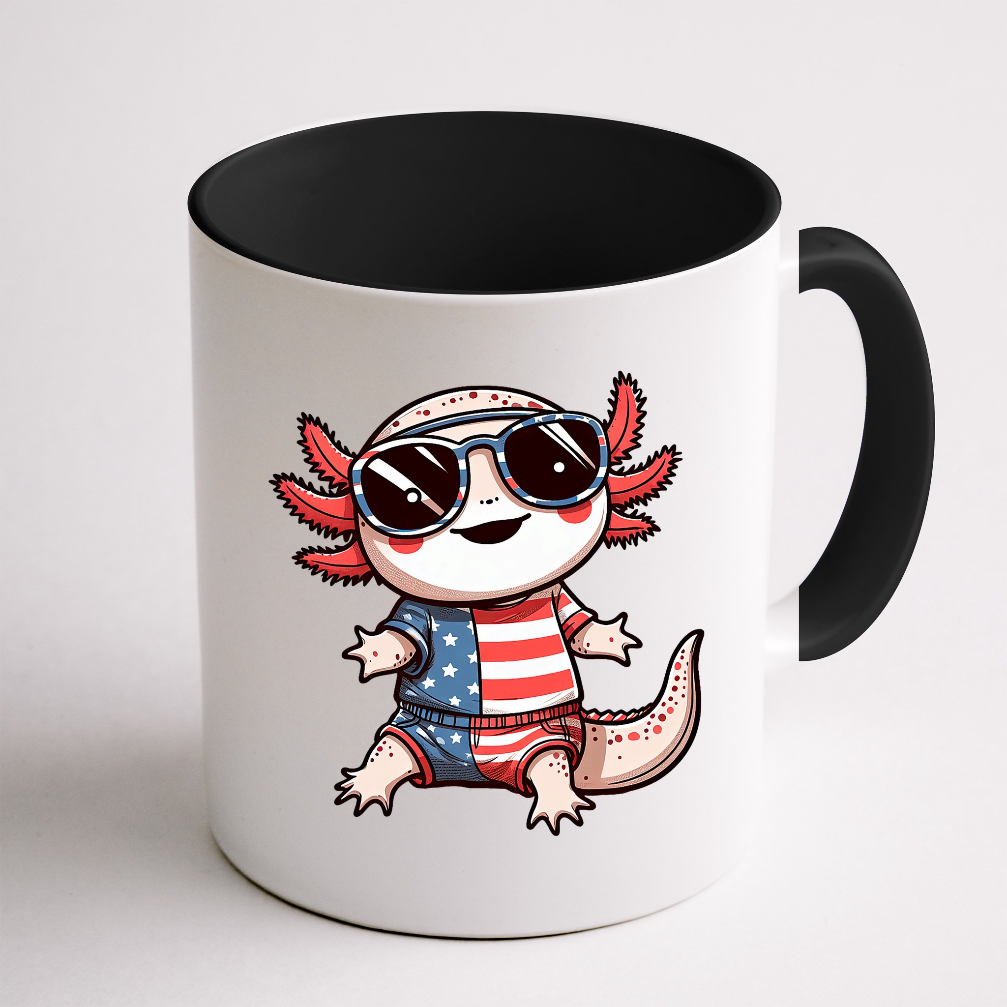 Beautiful Axolotl USA Flag Sunglasses 4th Of July Axolotl Mug