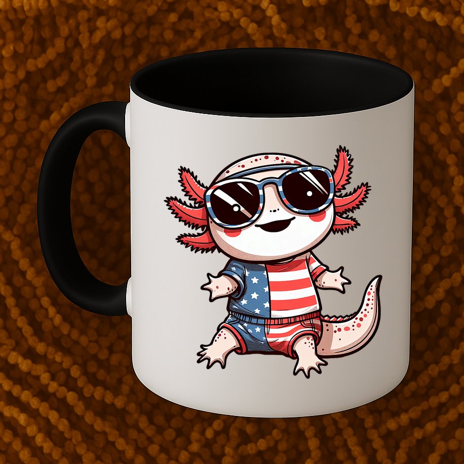 Beautiful Axolotl USA Flag Sunglasses 4th Of July Axolotl Mug