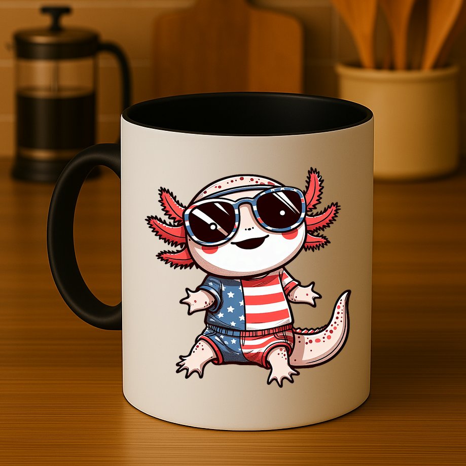 Beautiful Axolotl USA Flag Sunglasses 4th Of July Axolotl Mug
