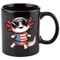 Beautiful Axolotl USA Flag Sunglasses 4th Of July Axolotl 11oz C Handle Ceramic Mug