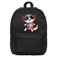 Beautiful Axolotl USA Flag Sunglasses 4th Of July Axolotl 16 in Basic Backpack
